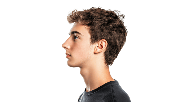 Young man in profile against a plain background png