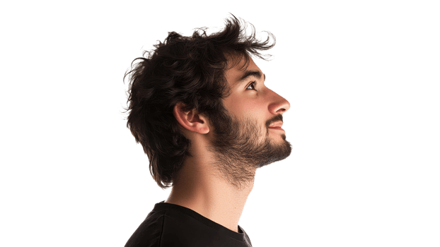Thoughtful young man in profile png