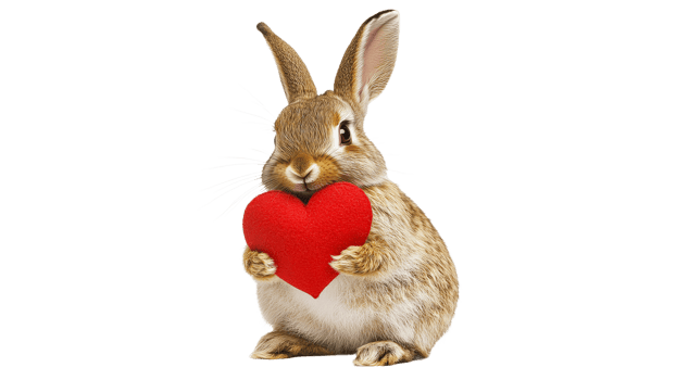 Cute rabbit holding red heart for celebration png