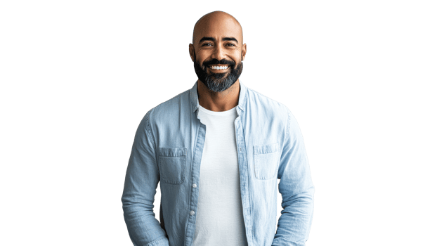 Smiling man in casual attire poses for portrait png
