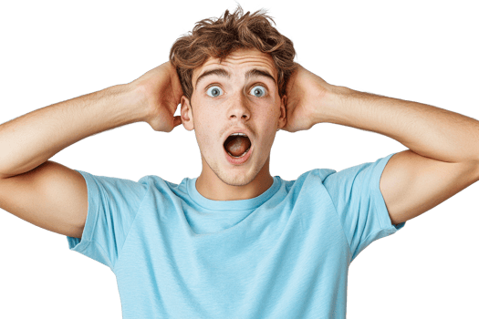 Young man showing surprise in casual setting png