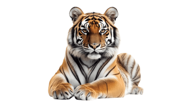 Tiger rests against a white backdrop png