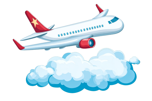 Aircraft flying through clouds in bright sky png