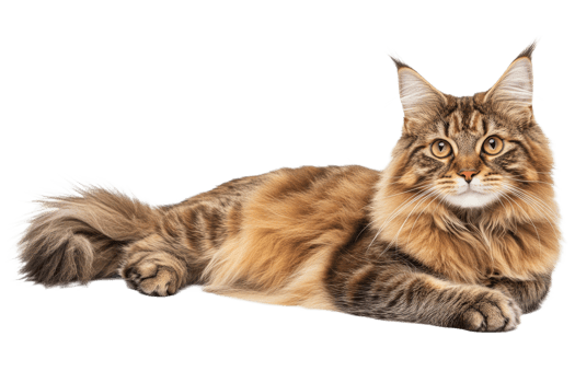 Maine cat relaxing on a white background png