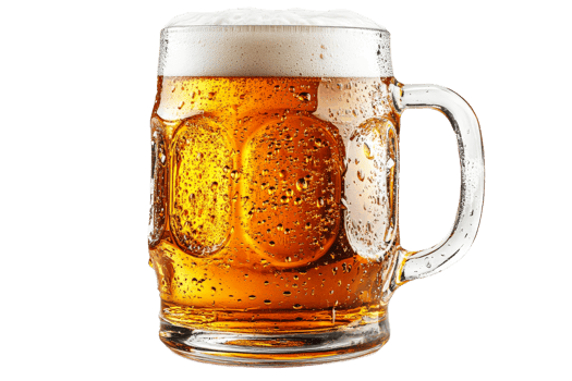 Refreshing cold beer served in a glass mug png