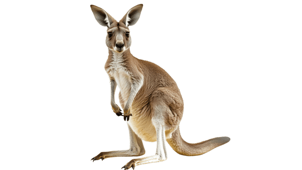 Kangaroo standing upright in natural pose transparent background png