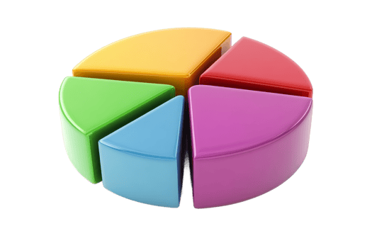 Colorful pie chart depicting data segments in 3D png