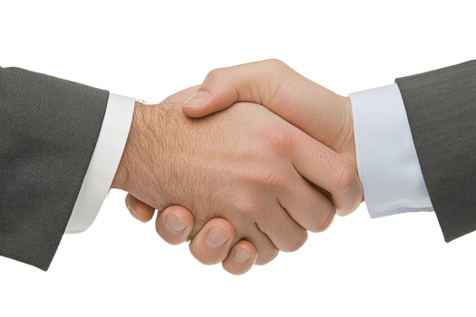 Pros shake hands at meeting png