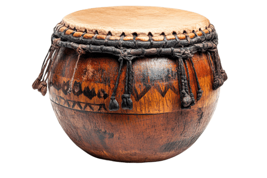 Intricately designed wooden drum png