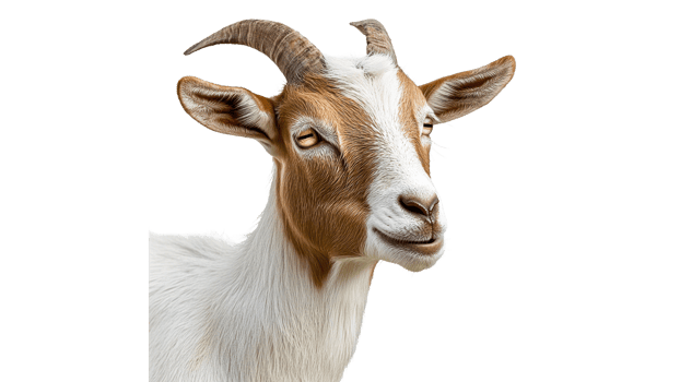 Goat with a playful expression in a studio setting png