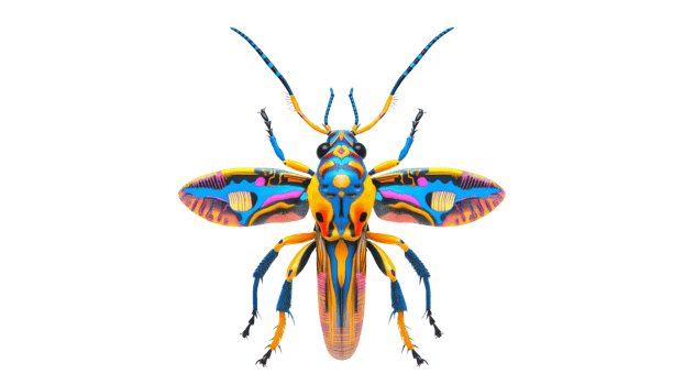 Colorful insect with vibrant patterns on display png