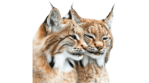 Two lynxes together showing unique features png