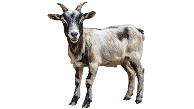 Playful goat standing in a bright environment png