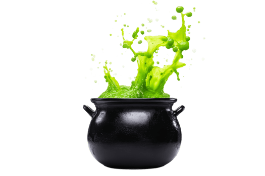 Green liquid bubbles and splashes png