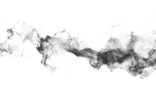 Black smoke swirls on white backdrop png