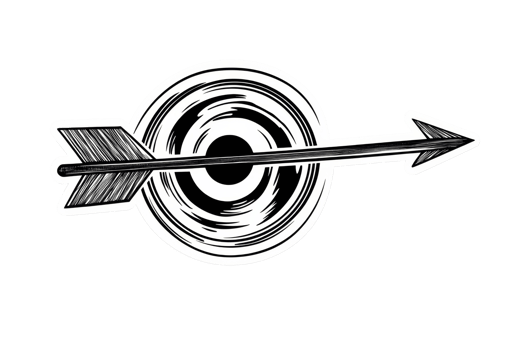Arrow hitting the center of a target png