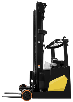 Side view yellow reach electric forklift png