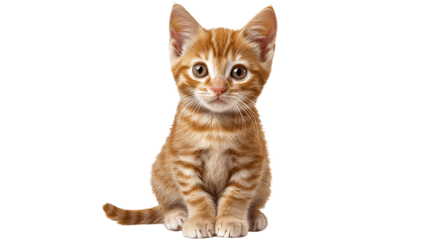 Cute orange kitten sitting on transparent background png
