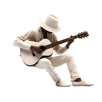 Street musician playing acoustic guitar urban park photography daytime close-up creative expression png