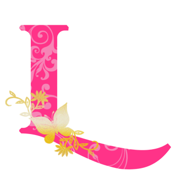 Pink Letter L with Floral and Butterfly Decoration png
