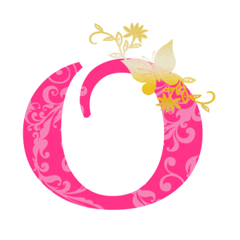 Pink Letter O with Floral and Butterfly Decoration png