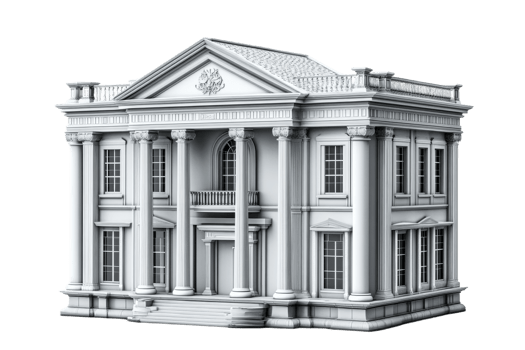 Classic architectural model of a historic mansion png