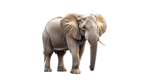 Majestic elephant standing in a bright setting png