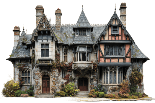 Historic mansion with intricate architecture png