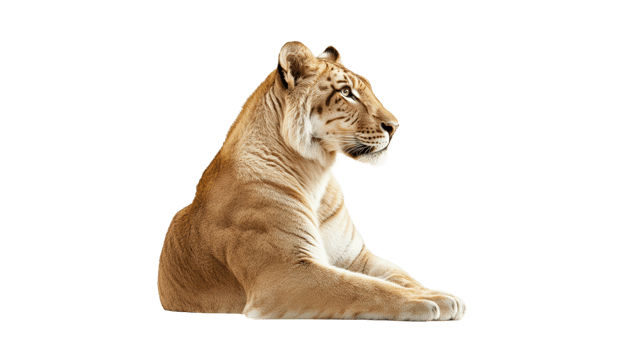 Majestic tiger resting against a plain backdrop png