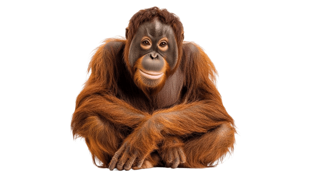 Orangutan relaxing indoors during daytime png