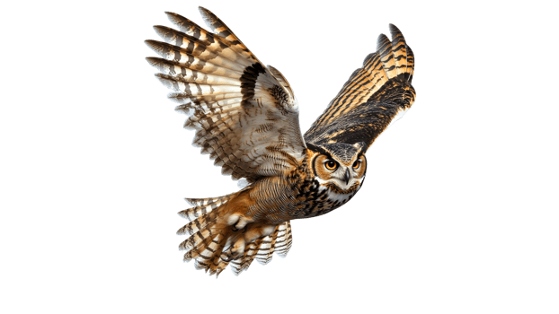 Owl in flight shows stunning feathers png