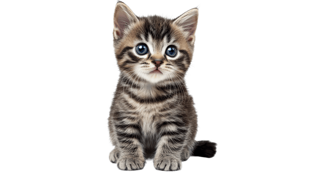 Cute kitten with blue eyes sitting calmly indoors png