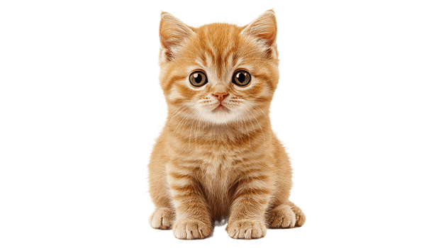 Cute orange kitten sitting and looking curiously transparent png