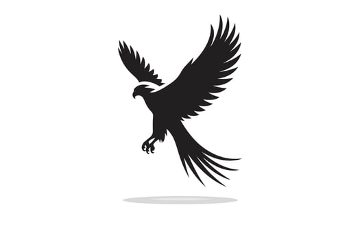 silhouette of falcon in black and white vector