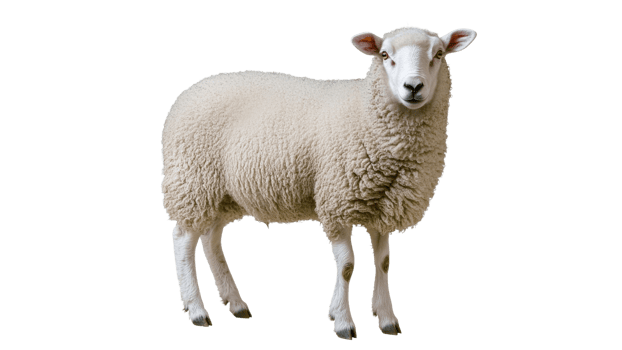 Sheep standing on a plain background in a studio png