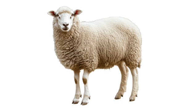 Fluffy white sheep standing in a field png