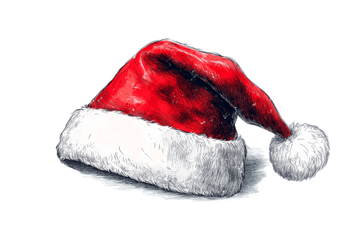 Classic red and white Santa hat png