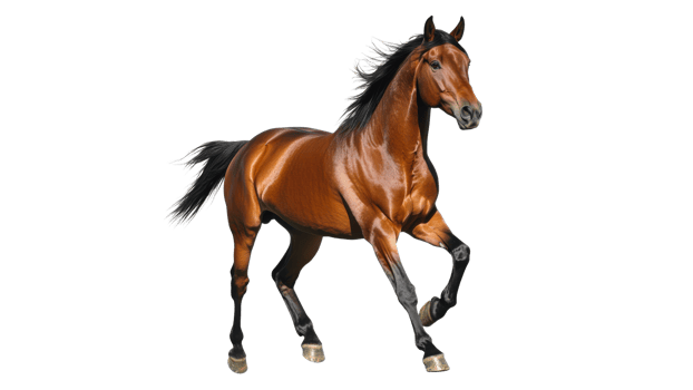 Brown horse galloping in sunlight png
