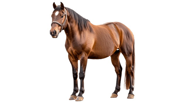 Brown horse stands proudly in a clear background png