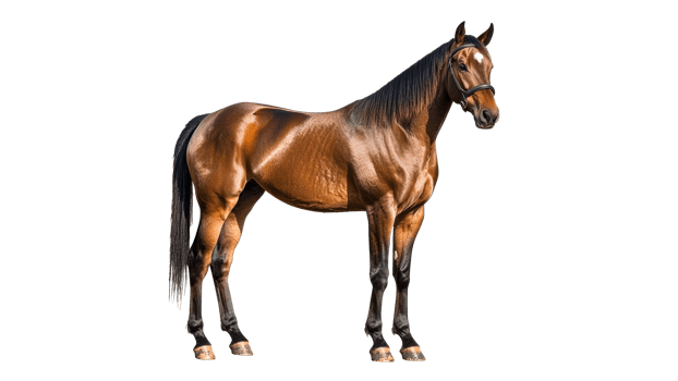 Majestic brown horse standing in studio setting png