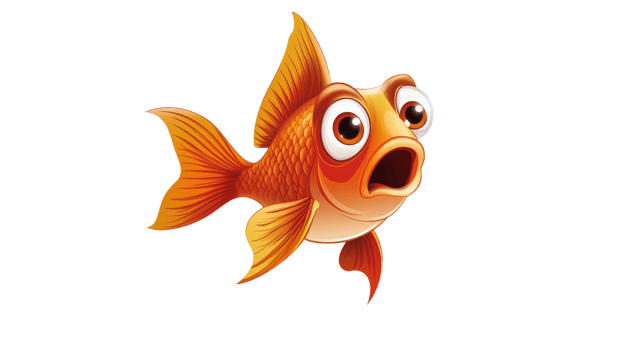 Surprised goldfish with wide eyes png