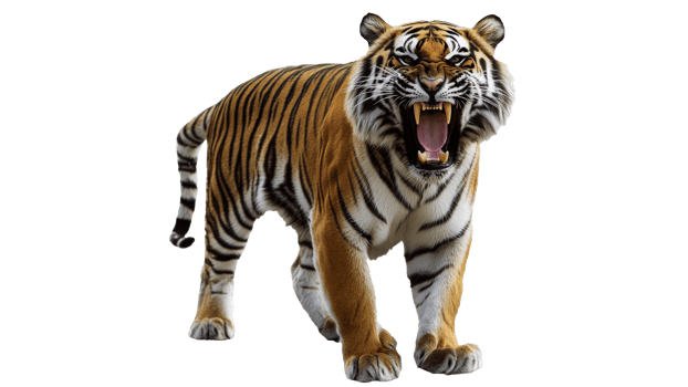 Majestic tiger roaring in natural habitat png