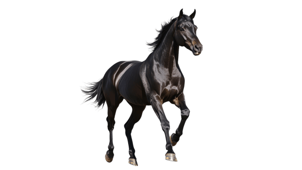 Majestic black horse running freely in open space png