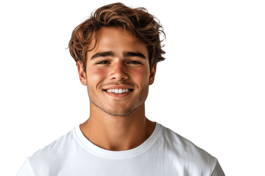 Young man smiling in casual white t shirt png