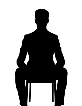 2d black silhouette of a person sitting on a chair, relaxed seated posture, waiting, resting, thinking, office worker, casual seating, contemplation, on isolated background png