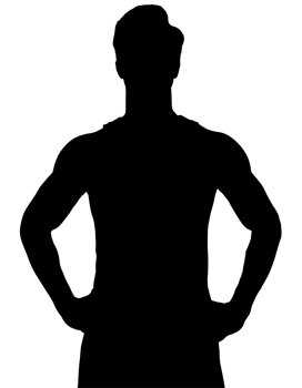 2d black silhouette of a confident man standing with hands on hips, strong and assertive body posture, symbol of leadership and determination, empowerment and motivation concept on isolated background png