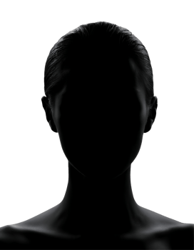 dramatic 2d black silhouette of a woman with soft rim lighting, mysterious female portrait with hidden facial features and dark shadows, artistic low key lighting on isolated background png