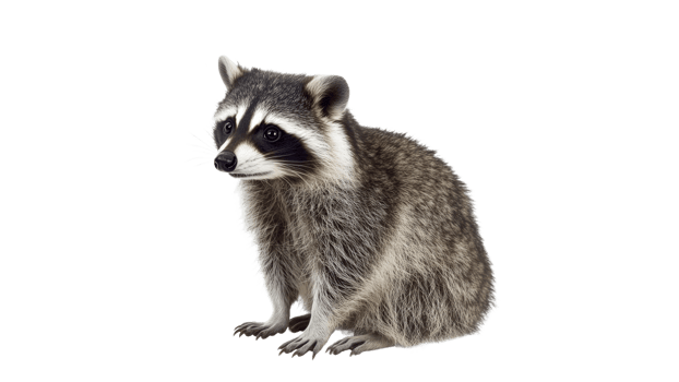 Cute raccoon sitting on white background png
