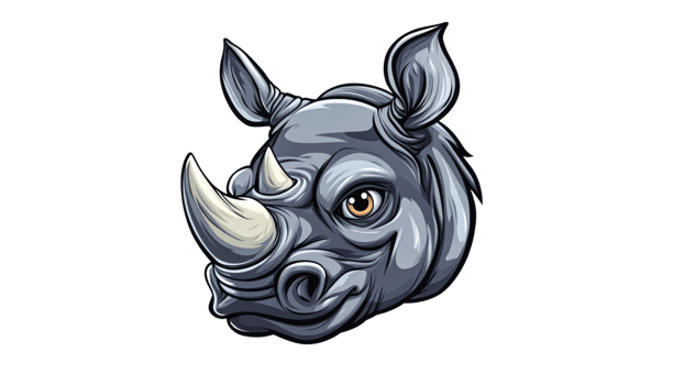 Detailed rhino head illustration png