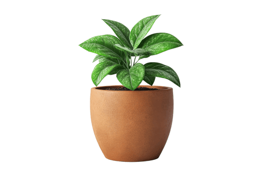 Green indoor plant in a simple clay pot png